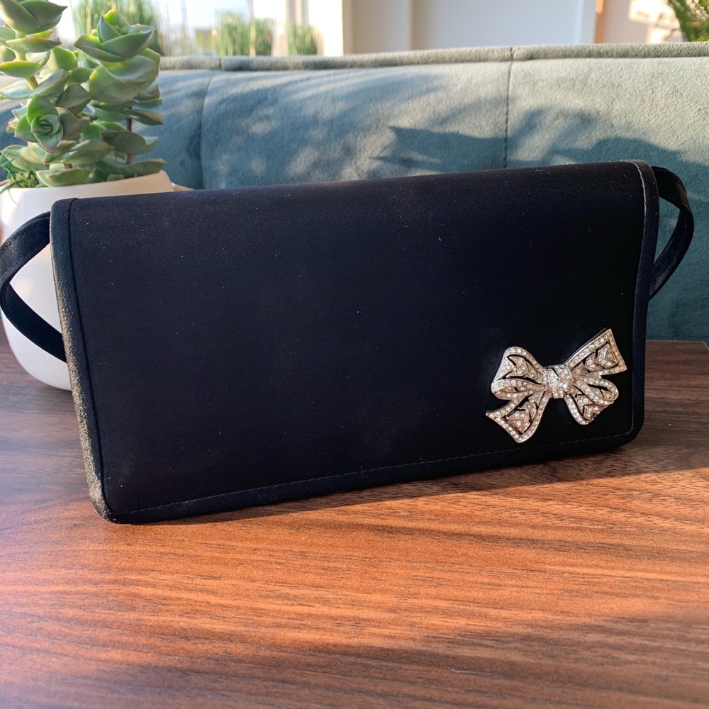 Valerie Stevens Black Satin Evening Clutch